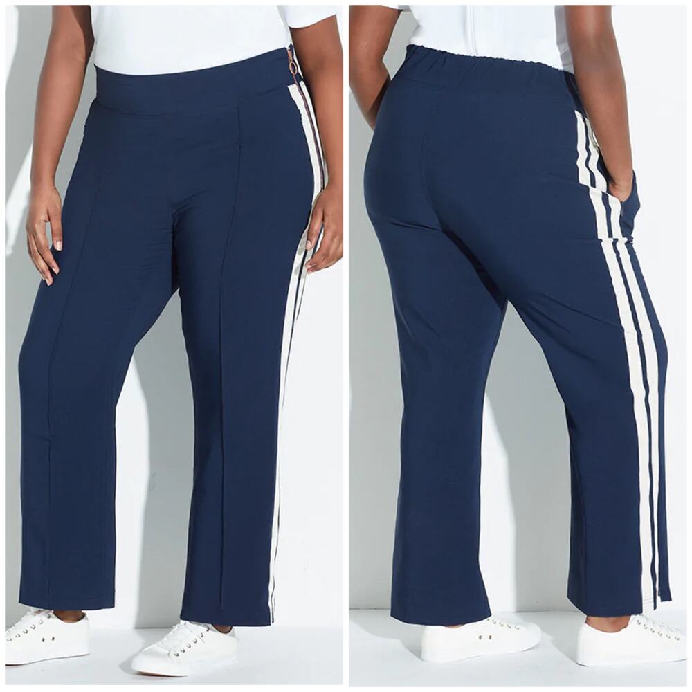 See Rose Go NWOT Tailored Track Pant Classic Blue Size 24 Zip Pockets Side Zip